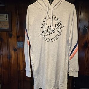 Inspired Hearts sweatshirt dress hooded cream misses size XL NWOT